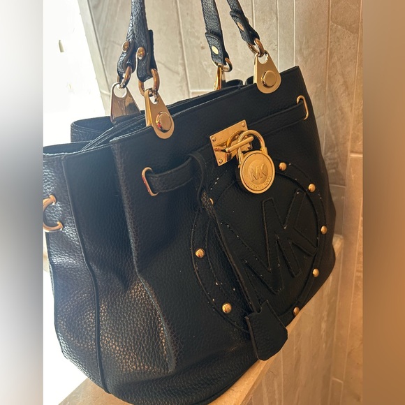 Michael Kors Black Leather Satchel with Gold Hardware - Picture 2 of 9